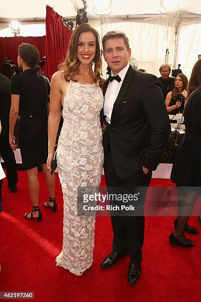 Charlie Webster and actor Allen Leech attend TNT's 21st Annual Screen Actors Guild Awards at The Shrine Auditorium on January 25, 2015 in Los...