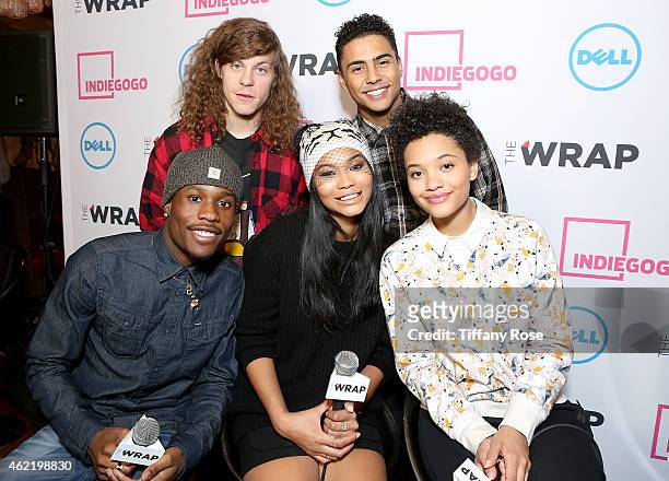 Blake Anderson, Quincy Brown, Shameik Moore, Chanel Iman and Kiersey Clemons attend the TheWrap's Live Interview Lounge at Chefdance on January 25,...