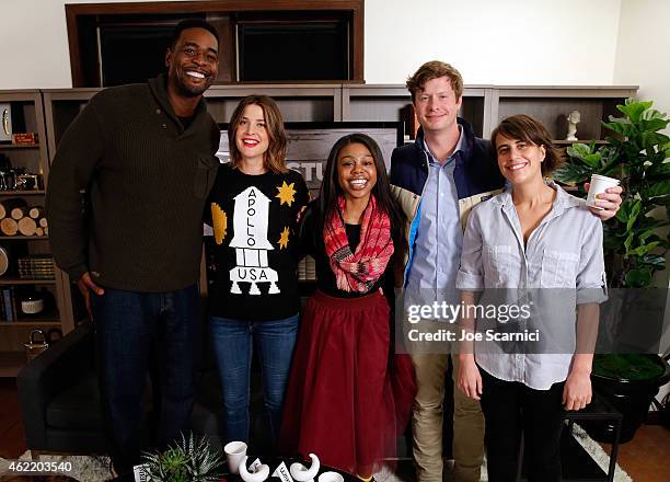 Chris Webber, Cobie Smulders, Gail Bean, Anders Holm, and Kris Swanberg attend The Variety Studio At Sundance Presented By Dockers on January 25,...