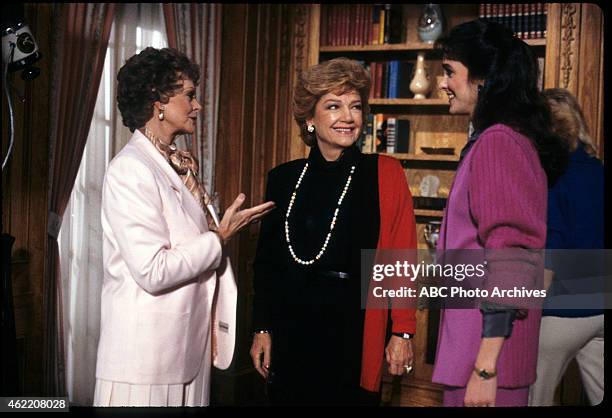 Lovelines" - Airdate: February 19, 1986. L-R: JUNE LOCKHART;ANNE BAXTER;CONNIE SELLECCA