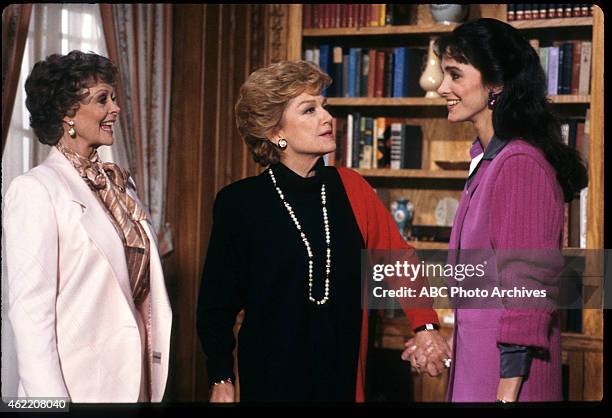 Lovelines" - Airdate: February 19, 1986. L-R: JUNE LOCKHART;ANNE BAXTER;CONNIE SELLECCA