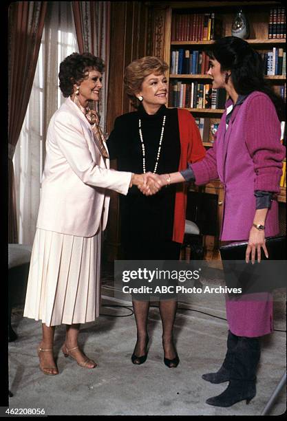 Lovelines" - Airdate: February 19, 1986. L-R: JUNE LOCKHART;ANNE BAXTER;CONNIE SELLECCA