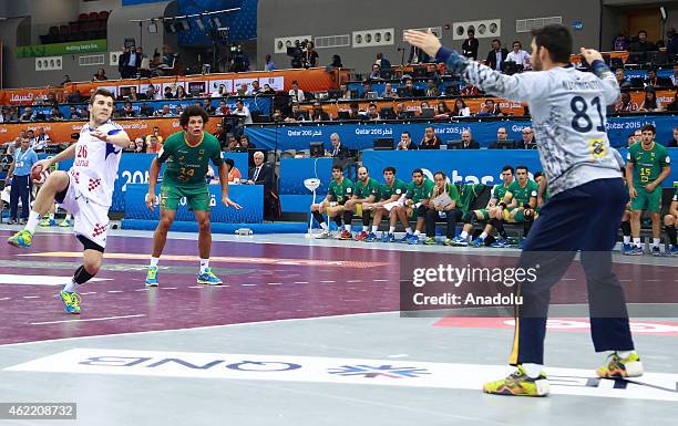 Croatia's Manuel Strlek in action during the 24th Men's Handball World Championships Eighth Final EF7 match between Croatia and Brazil at the Ali Bin...