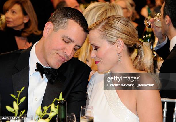 Jim Toth and actress Reese Witherspoon attend the 21st Annual Screen Actors Guild Awards at The Shrine Auditorium on January 25, 2015 in Los Angeles,...