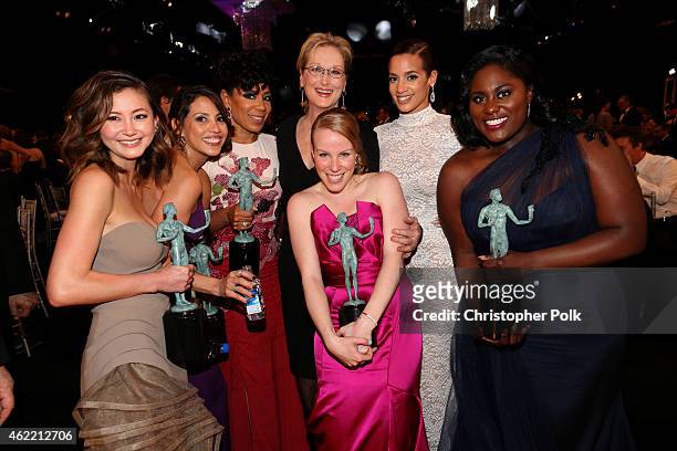 Actresses Kimiko Glenn, Elizabeth Rodriguez, Selenis Leyva, Meryl Streep, Emma Myles, Dascha Polanco and Danielle Brooks attend TNT's 21st Annual...