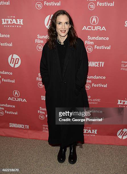 Actress Winona Ryder attends the 'Experimenter' Premiere during the 2015 Sundance Film Festival at the Eccles Center Theatre on January 25, 2015 in...