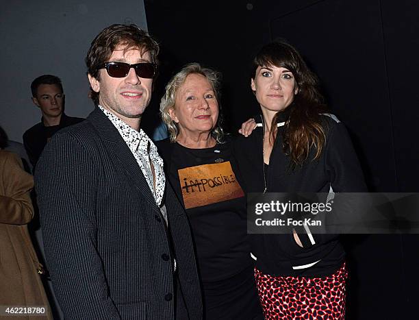 Thomas Dutronc, Agnes B. And singer Phoebe Killdeer attend the Agnes B. Menswear Fall/Winter 2015-2016 show as part of Paris Fashion Week on January...