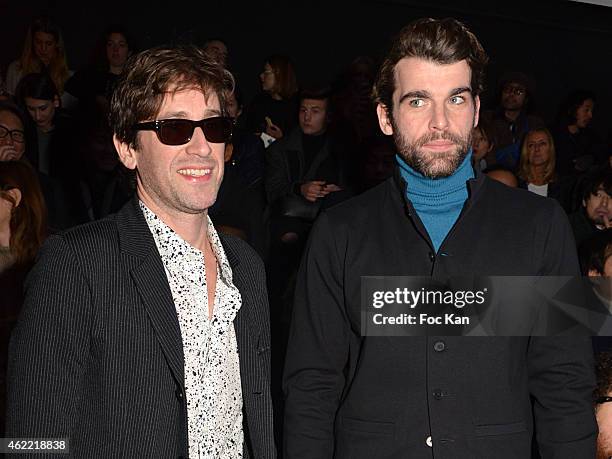 Thomas Dutronc and Stanley Weber attend the Agnes B. Menswear Fall/Winter 2015-2016 show as part of Paris Fashion Week on January 25, 2015 in Paris,...