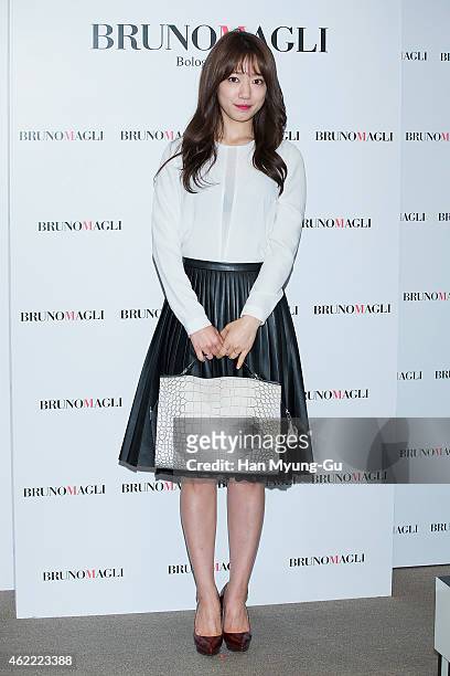 South Korean actress Park Shin-Hye attends the autograph session for Bruno Magli at Shinsegae Department Store on January 25, 2015 in Busan, South...