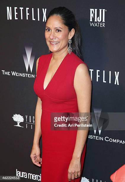 Actress Sakina Jaffrey attends The Weinstein Company & Netflix's 2014 Golden Globes After Party presented by Bombardier, FIJI Water, Lexus, Laura...