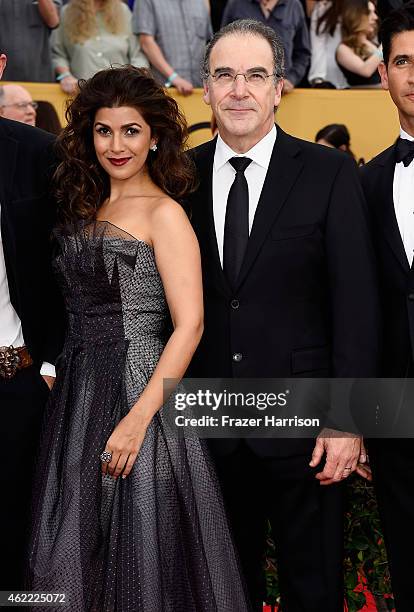 Actors Nimrat Kaur and Mandy Patinkin attend the 21st Annual Screen Actors Guild Awards at The Shrine Auditorium on January 25, 2015 in Los Angeles,...