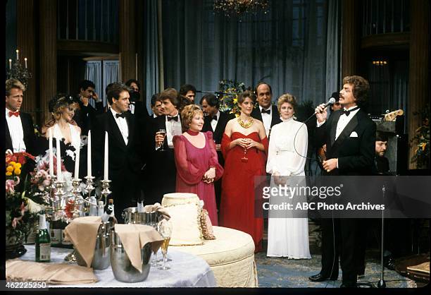 Engelbert Humperdinck Guest-Starring - Shoot Date: November 23, 1983. L-R: TOM LIGON;PAMELA BLAIR;JAMES KIBERD;BRYAN CRANSTON;TERI KEANE;PATRICIA...