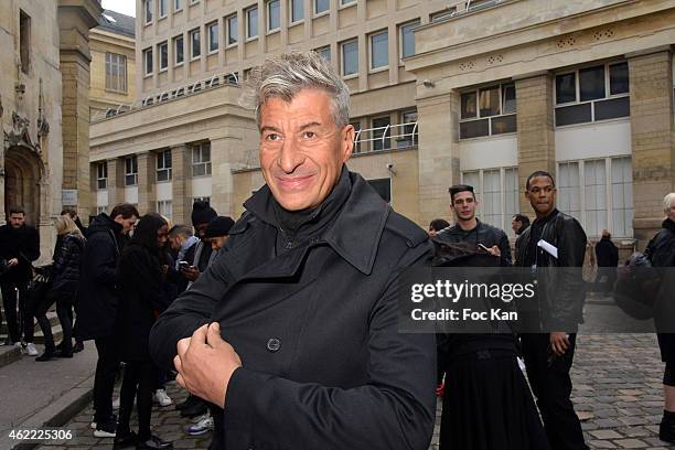 Sculptor Maurizio Cattelan attends the Y-3 Menswear Fall/Winter 2015-2016 show as part of Paris Fashion Week on January 25, 2015 in Paris, France.