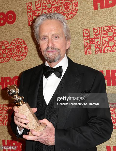 Actor Michael Douglas, winner of Best Actor in a Miniseries or Television Film for "Behind the Candelabra" attends HBO's Post 2014 Golden Globe...