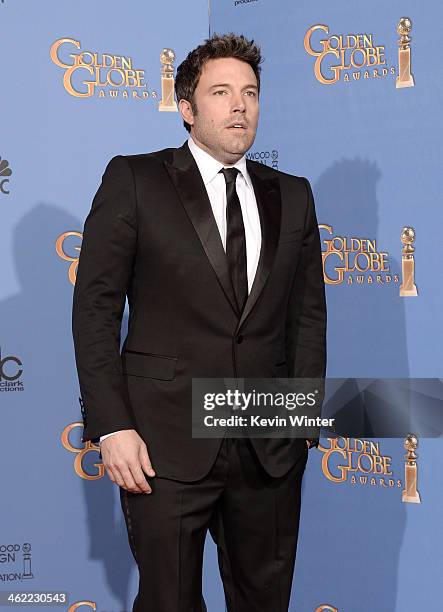 Actor-director Ben Affleck poses in the press room during the 71st Annual Golden Globe Awards held at The Beverly Hilton Hotel on January 12, 2014 in...
