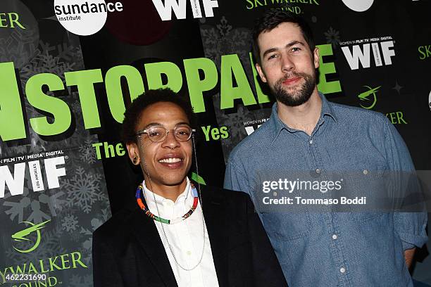 Documentary grant winners Lyric R. Cabral and David Felix Sutcliffe attend the Women In Film Presents Ninth Annual Sundance Filmmakers Panel...