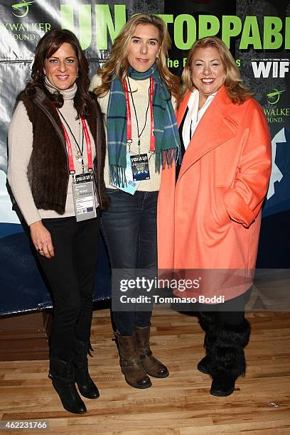 President of WIF Cathy Schulman, Director/Producer Amy Berg and Chair of the WIF in Park City program Lucy Webb attend the Women In Film Presents...