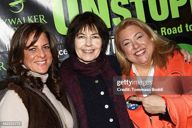 President of WIF Cathy Schulman, Director/Producer Kim Longinotto and Chair of the WIF in Park City program Lucy Webb attend the Women In Film...