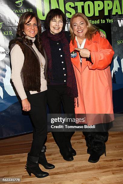 President of WIF Cathy Schulman, Director/Producer Kim Longinotto and Chair of the WIF in Park City program Lucy Webb attend the Women In Film...