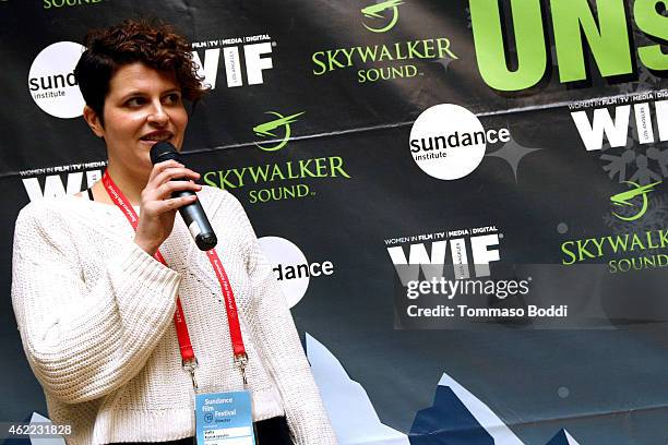 CalmDown Productions grant winner Stella Kyriakopoulos attends the Women In Film Presents Ninth Annual Sundance Filmmakers Panel Presented By...