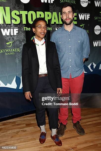 Documentary grant winners Lyric R. Cabral and David Felix Sutcliffe attend the Women In Film Presents Ninth Annual Sundance Filmmakers Panel...