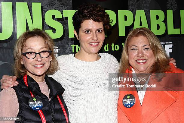 Executive director Gayle Nachlis, WIF CalmDown Productions grant winner Stella Kyriakopoulos and Chair of the WIF in Park City program Lucy Webb...