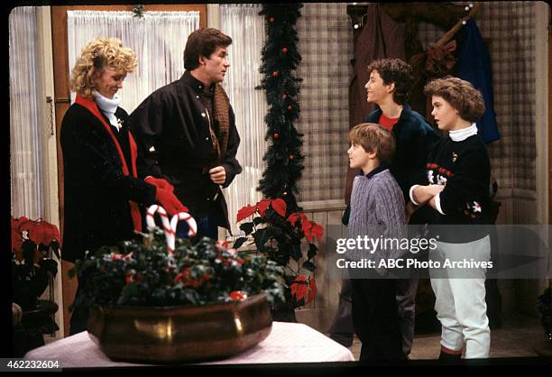 Christmas Story" - Airdate: December 17, 1985. L-R: JOANNA KERNS;ALAN THICKE;JEREMY MILLER;KIRK CAMERON;TRACEY GOLD