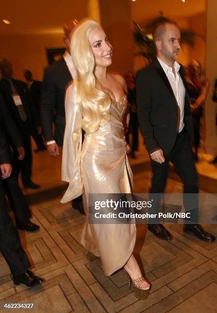 71st ANNUAL GOLDEN GLOBE AWARDS -- Pictured: Singer Lady Gaga attends Universal, NBC, Focus Features, E! Sponsored by Chrysler Viewing and After...