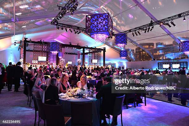 71st ANNUAL GOLDEN GLOBE AWARDS -- Pictured: Guests attend Universal, NBC, Focus Features, E! Sponsored by Chrysler Viewing and After Party with Gold...