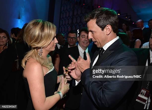 71st ANNUAL GOLDEN GLOBE AWARDS -- Pictured: Actress Amy Poehler and tv personality Seth Meyers attend Universal, NBC, Focus Features, E! Sponsored...