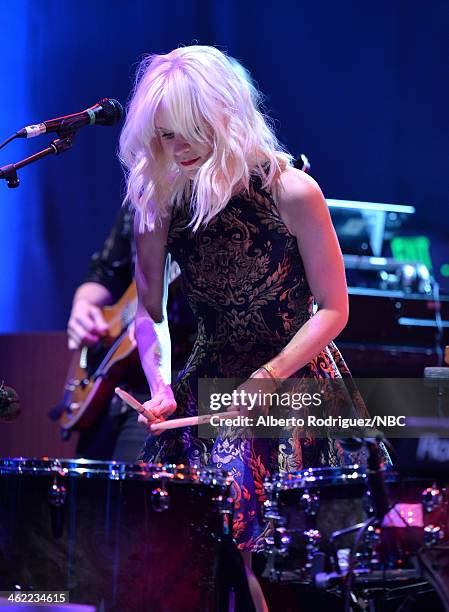 71st ANNUAL GOLDEN GLOBE AWARDS -- Pictured: Musician Alice Katz of Youngblood Hawke perform Universal, NBC, Focus Features, E! Sponsored by Chrysler...