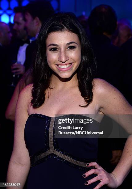 71st ANNUAL GOLDEN GLOBE AWARDS -- Pictured: Actress Dana Gaier poses during Universal, NBC, Focus Features, E! Sponsored by Chrysler Viewing and...