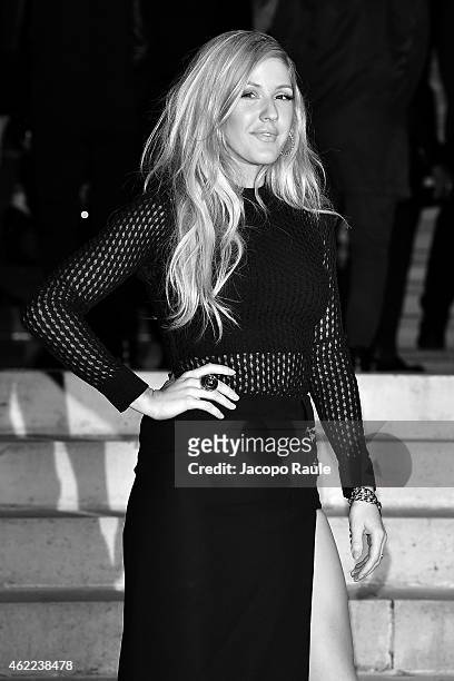 Ellie Goulding arrives at the Versace show as part of Paris Fashion Week Haute-Couture Spring/Summer 2015 on January 25, 2015 in Paris, France.