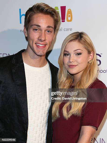 Actors Austin North and Olivia Holt attend Paris Berelc's "Sweet Sixteen" birthday party at The Loft and Rooftop Wet Deck at W Hollywood on January...