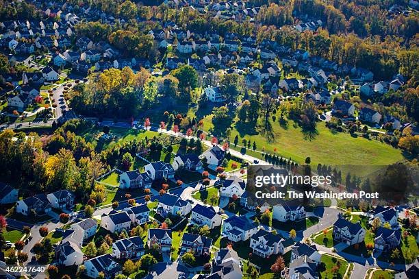 An aerial view of the 140 year old plantation mansion surrounded by more than 1,000 acres of sprawling homes that have evolved into a black utopia of...