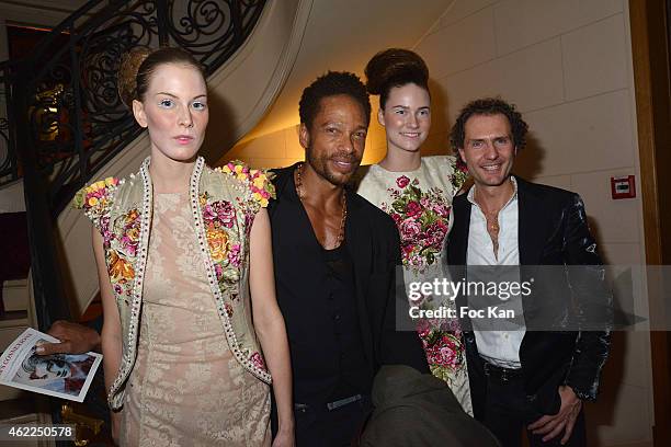 Gary Dourdan , PR Nicolas Mereau and models attend the Legends of Monaco show as part of Paris Fashion Week Haute Couture Spring/Summer 2015 on...