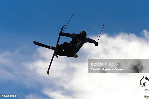 Lyman Currier of the USA competes during the Winter X Games Men's Ski Superpipe on January 25, 2015 in Aspen, USA.