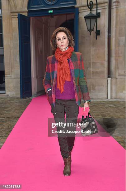 Nati Abascal attends the Schiaparelli show as part of Paris Fashion Week Haute Couture Spring/Summer 2015 on January 26, 2015 in Paris, France.