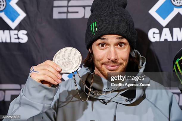 Kevin Rolland of France takes 2nd place during the Winter X Games Men's Ski Superpipe on January 25, 2015 in Aspen, USA.