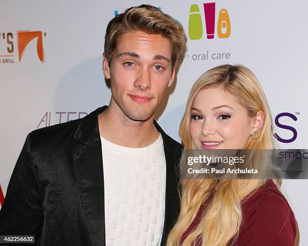 Actors Austin North and Olivia Holt attend Paris Berelc "Sweet Sixteen" Birthday Party at the loft and rooftop Wet Deck at The "W" Hotel Hollywood on...