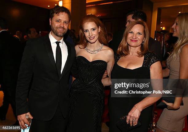 71st ANNUAL GOLDEN GLOBE AWARDS -- Pictured: Actress Jessica Chastain and Jerri Chastain pose during Universal, NBC, Focus Features, E! Sponsored by...