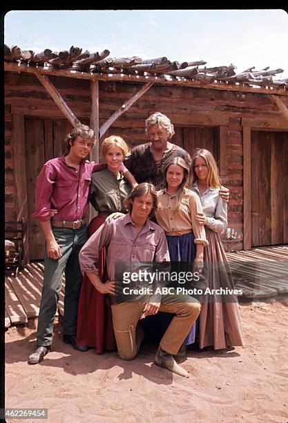 The Macahans" - Airdate: January 19, 1976. L-R: WILLIAM KIRBY CULLEN;EVA MARIE SAINT;BRUCE BOXLEITNER;JAMES ARNESS;VICKI SCHRECK;KATHRYN HOLCOMB