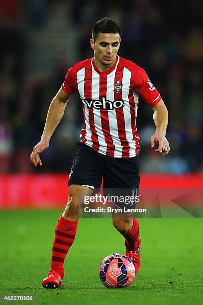 Dusan Tadic of Southampton in action during the FA Cup Fourth Round match between Southampton and Crystal Palace at St Mary's Stadium on January 24,...