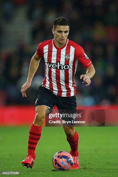 Dusan Tadic of Southampton in action during the FA Cup Fourth Round match between Southampton and Crystal Palace at St Mary's Stadium on January 24,...