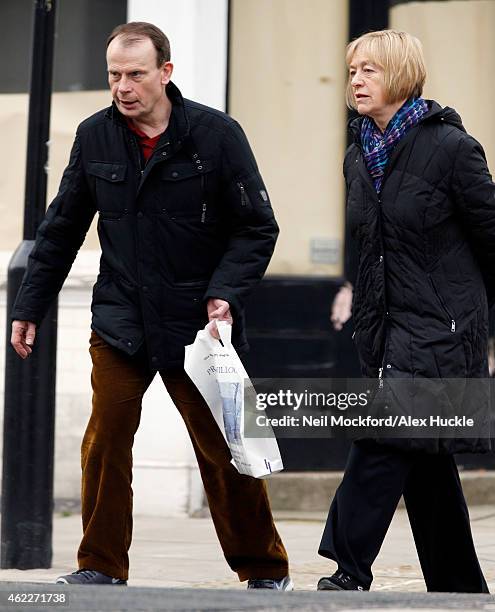 Andrew Marr and wife Jackie Ashley seen in Primrose Hill on January 26, 2015 in London, England.