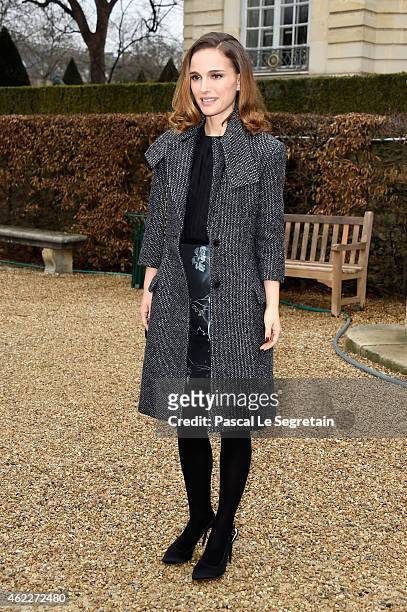 Actress Natalie Portman attends the Christian Dior show as part of Paris Fashion Week Haute Couture Spring/Summer 2015 on January 26, 2015 in Paris,...