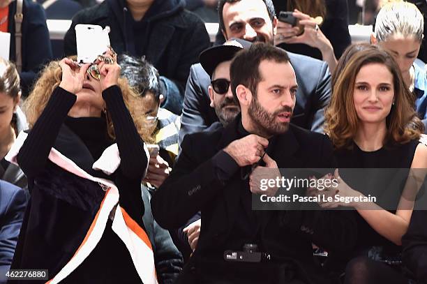 Marisa Berenson, Benjamin Millepied and Natalie Portman attend the Christian Dior show as part of Paris Fashion Week Haute Couture Spring/Summer 2015...