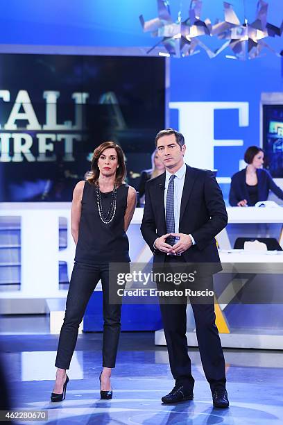 Cristina Parodi and Marco Liorni attend the 'La Vita In Diretta' TV show at Studi Rai Via Teulada on January 26, 2015 in Rome, Italy.