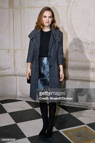 Actress Natalie Portman attends the Christian Dior show as part of Paris Fashion Week Haute Couture Spring/Summer 2015> on January 26, 2015 in Paris,...