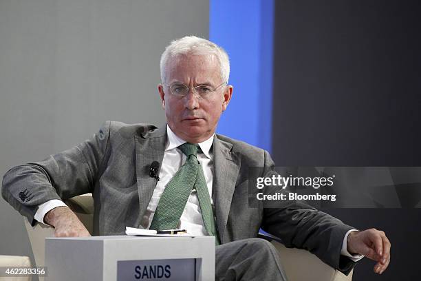 Peter Sands, chief executive officer of Standard Chartered Plc, pauses during a session on the opening day of the World Economic Forum in Davos,...